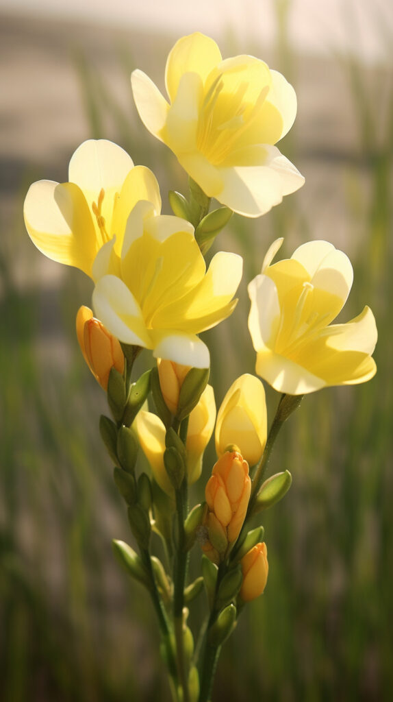 plusieurs fleurs jaunes de freesia