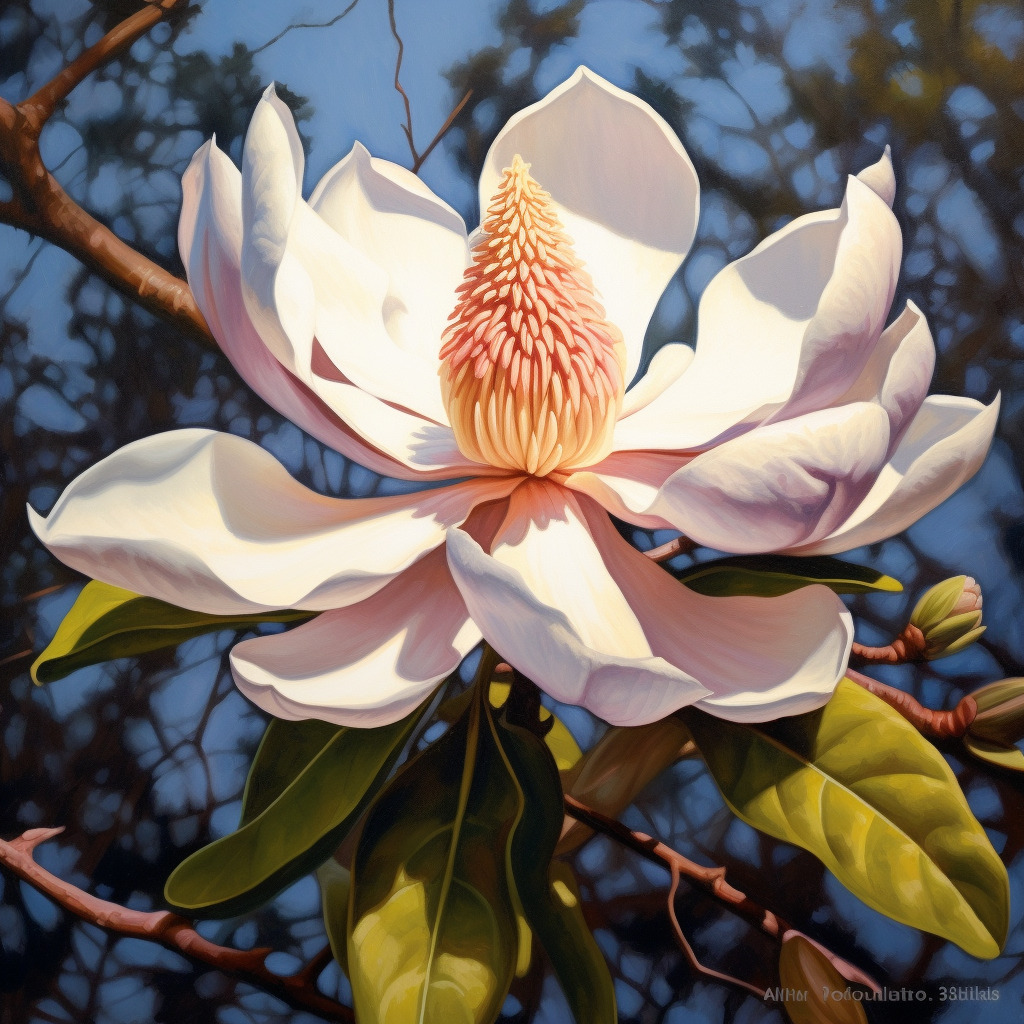 Une grande fleur blanche de magnolia