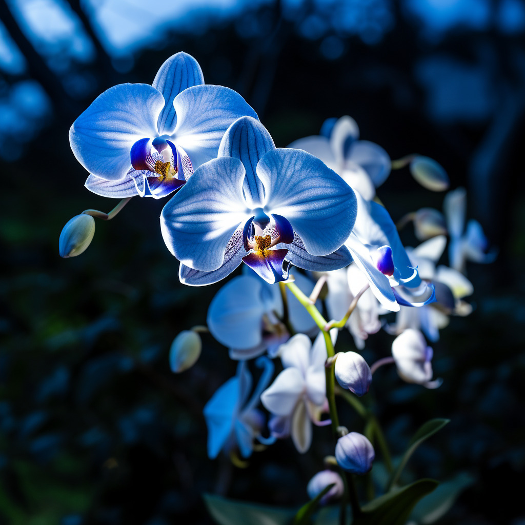 Des fleurs d'orchidées bleues