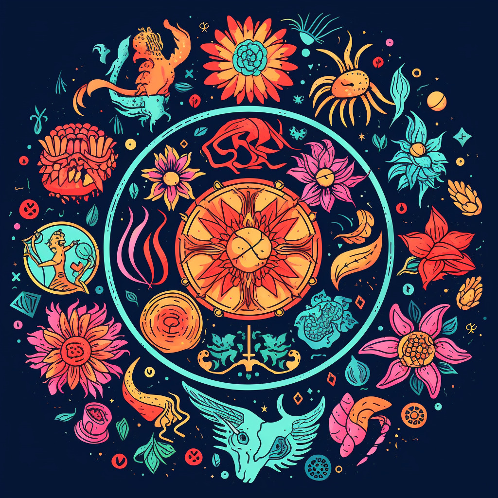Une dessin astrologique de fleurs