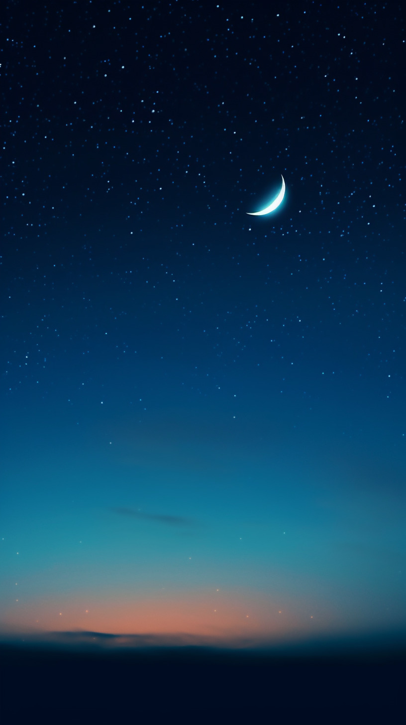 La nouvelle lune enveloppée dans la tranquillité de la nuit, un signe mystérieux de renouveau et de commencements frais.