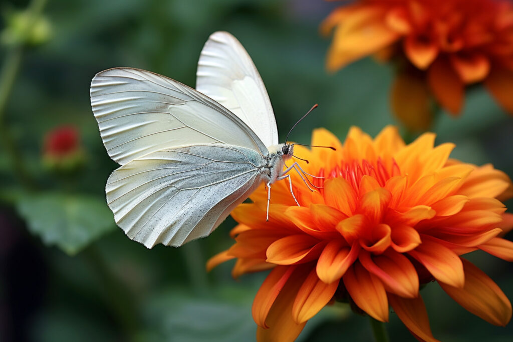 Le papillon blanc évoque souvent la pureté et l'innocence.